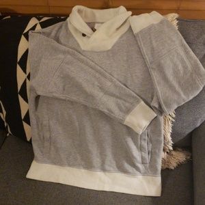 Billy Reid XL cotton pullover grey cream knit
